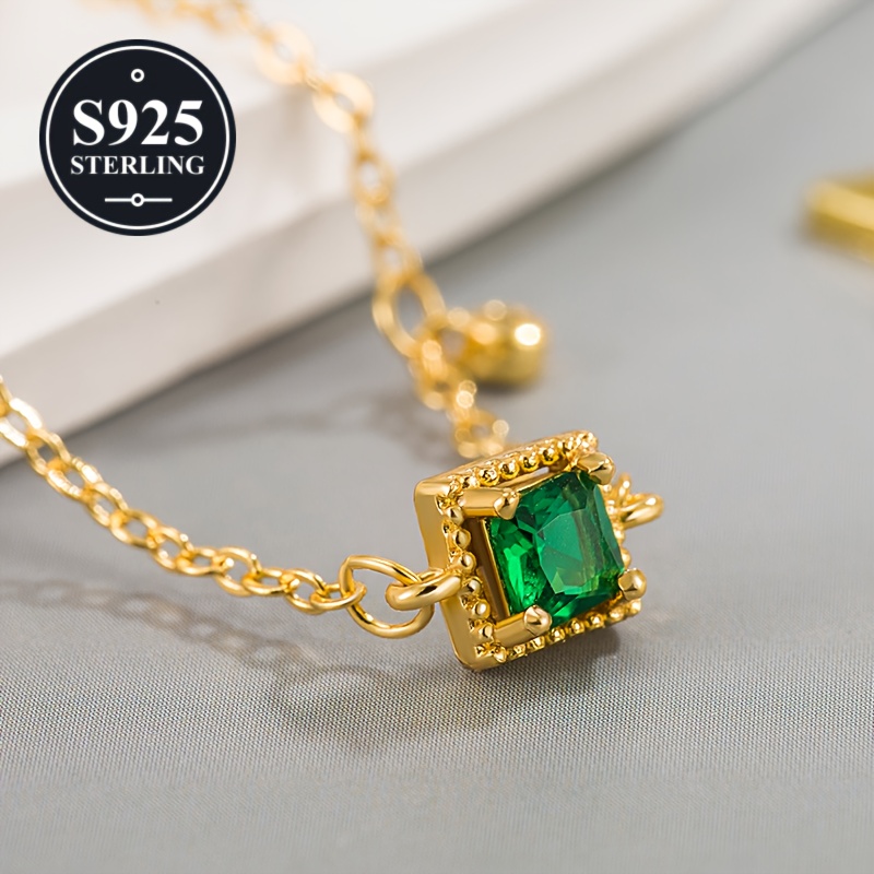 Hypoallergenic Created Emerald Square Sugar Bracelet for Women